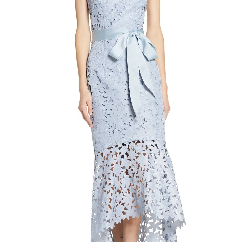 ChiChi London Willa High/Low Laser Cut Lace Gown